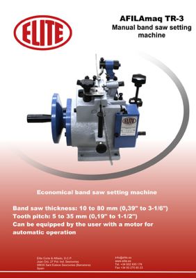 Manual band saw setting machine ELITE TR 3 leaflet